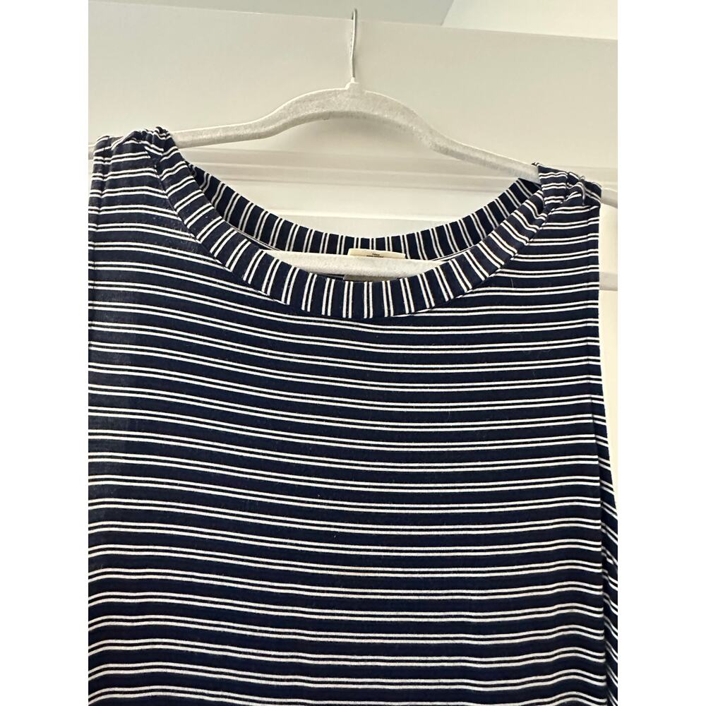 Soma Maxi Lounge Dress Sleeveless Blue Stripe Medium Side Slit Soft Comfy Travel - Picture 3 of 9